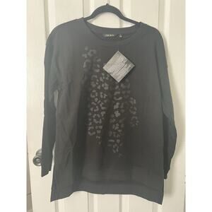 Iman Global Chic Black Animal Print Tunic Sweatshirt HSN Clothing Brand